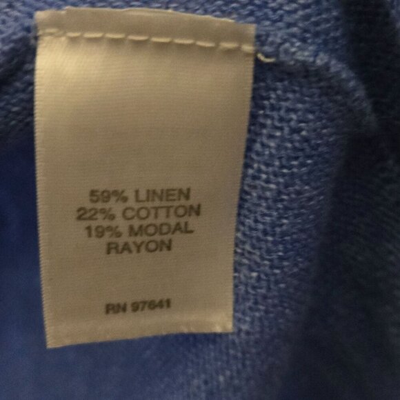 J. Jill Blue Open Front Linen Blend Lightweight Cardigan Sweater Size XL - Picture 4 of 4